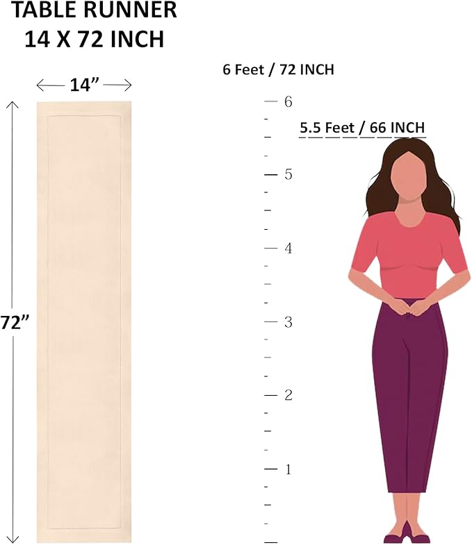 Solino Home Linen Ivory Table Runner 72 Inches Long - 100% Pure Linen Hemstit...