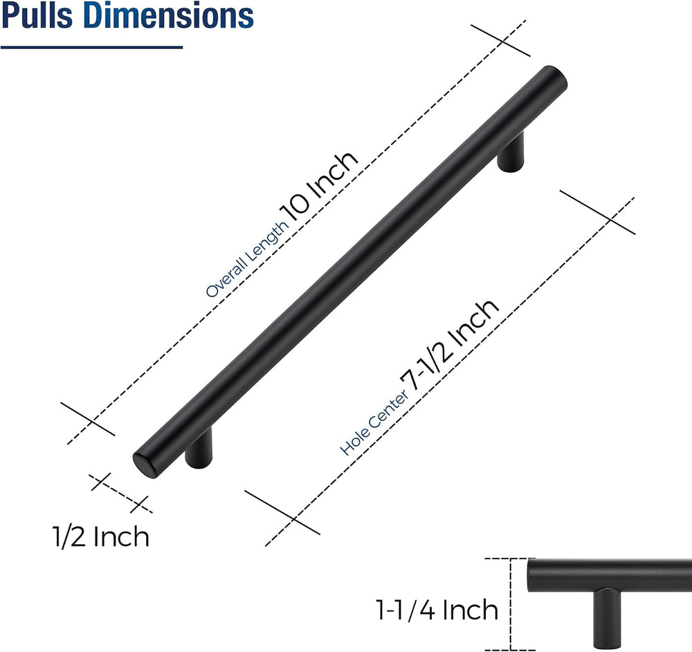 JOY DECOR 60 Pack Black Cabinet Handles, 7-1/2 in Hole Center Cabinet Pulls