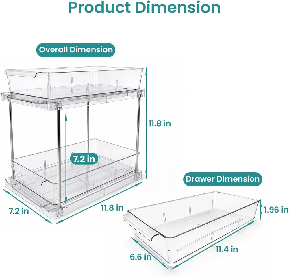 2-Tier Multi-Purpose Bathroom Under Sink Organizers and Storage, Stackable Ki...