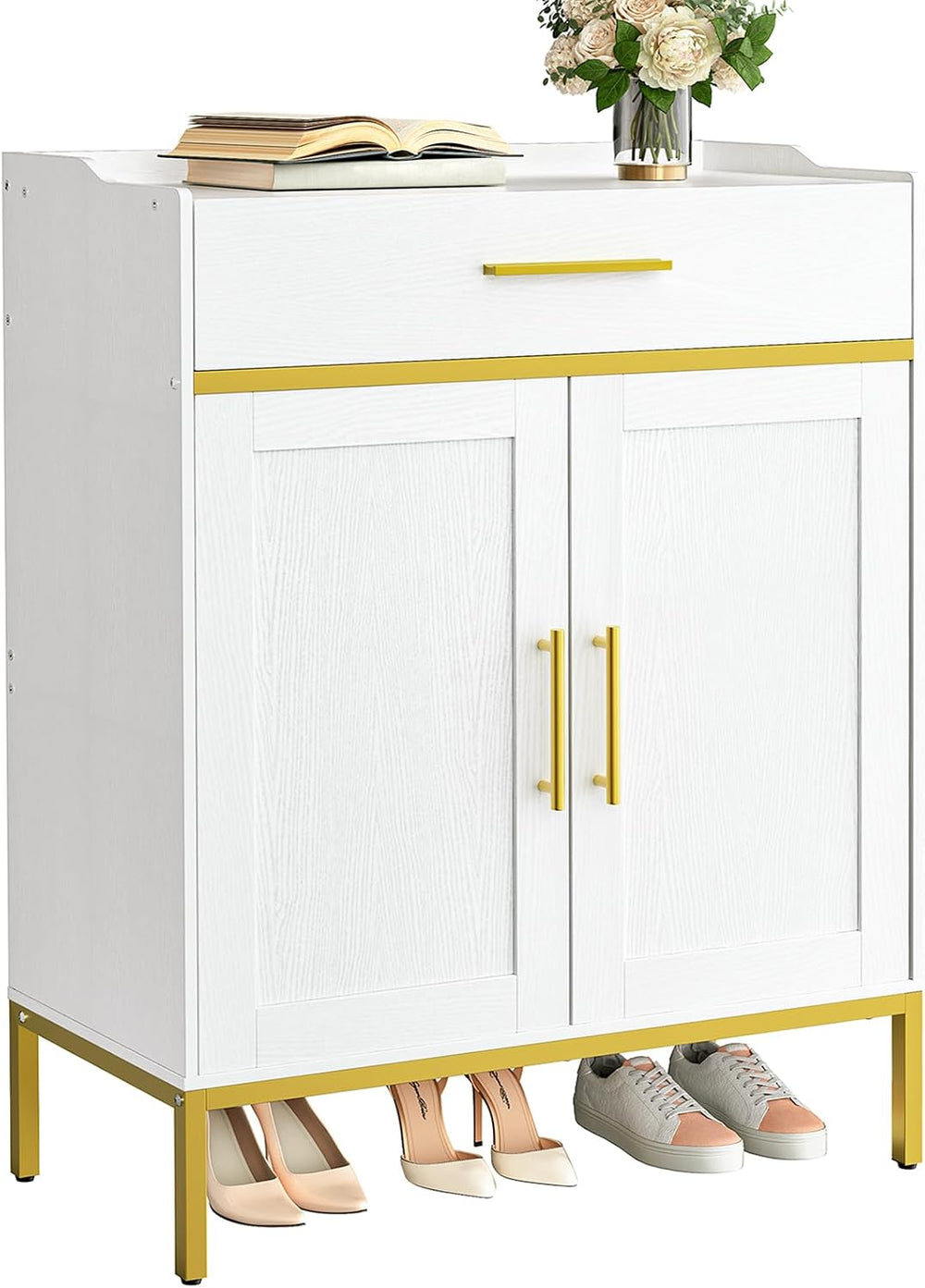 HOOBRO Shoe Storage Cabinet, 5-Tier Shoe Cabinet with Drawers, 36.6''...