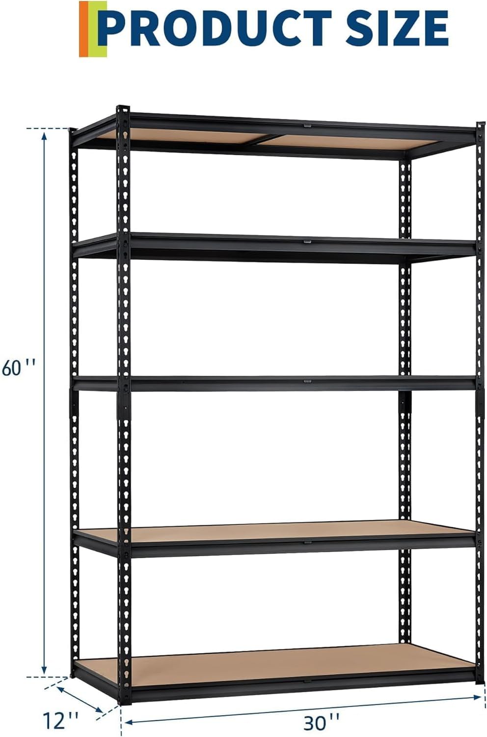 Garage Storage Shelves 5 Tiers, Heavy Duty Storage Shelving Racks with 2000 L...