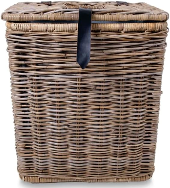 The Basket Lady Drop-in Wicker Trash Basket with Metal Liner, Serene Grey