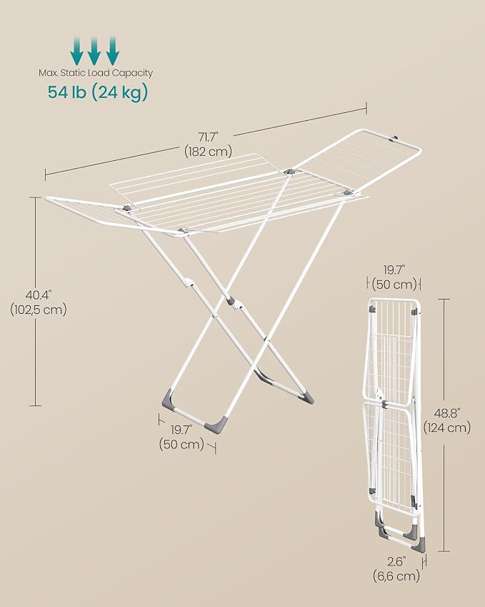 SONGMICS Clothes Drying Rack, Metal Laundry Drying Rack, Space-Saving,