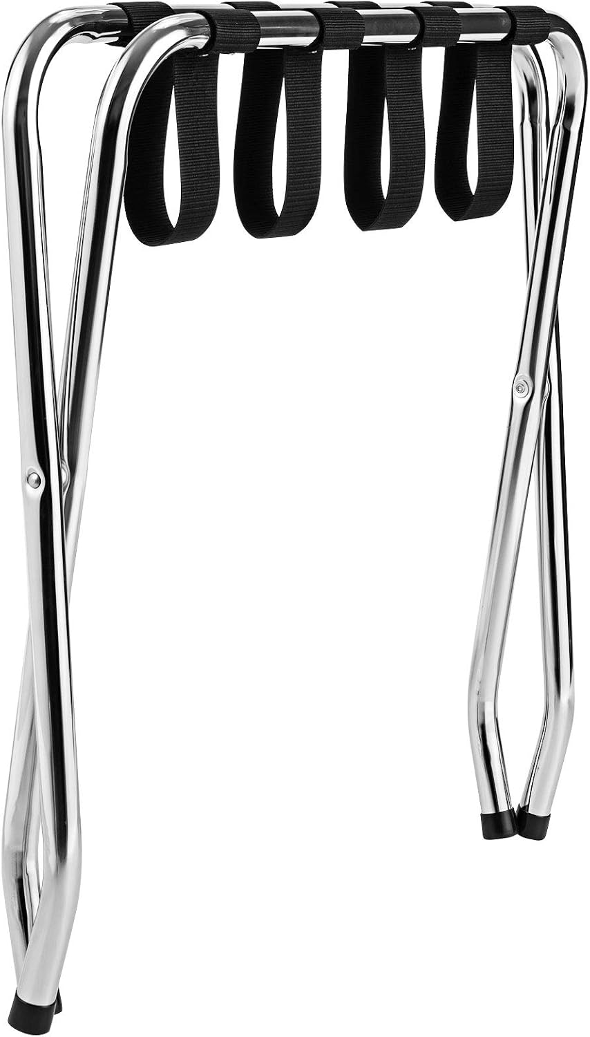 Tangkula Chrome Luggage Rack with Nylon Belts Set of 3, Silver