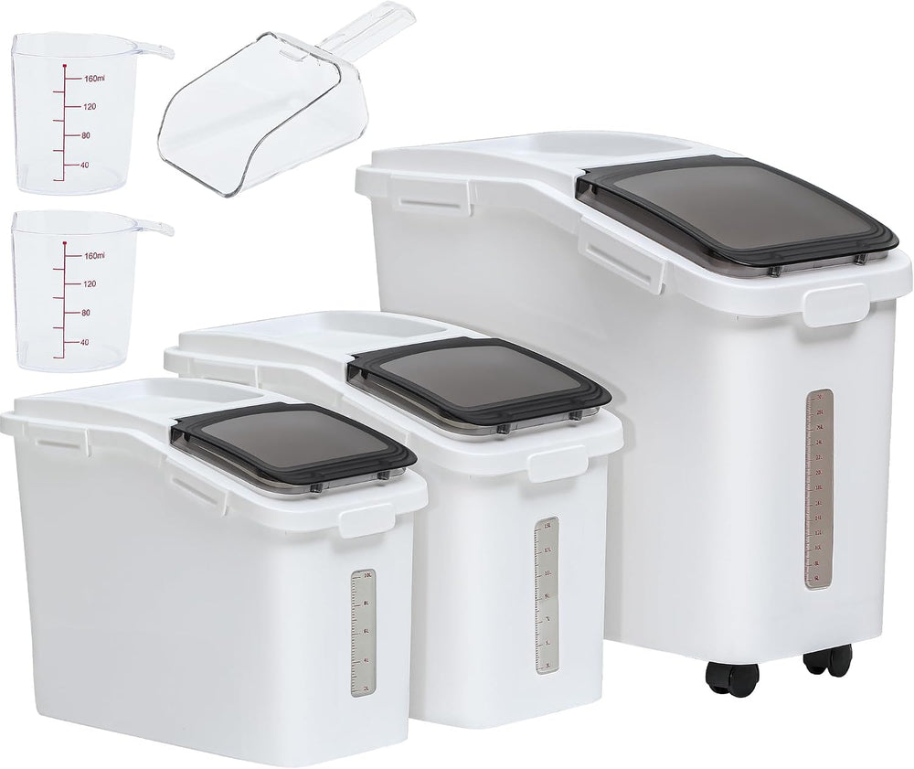 YITAHOME Ingredient Storage Bin, 20.6 Gal(11.4+5.8+3.4 Gal) Commercial Rice F...