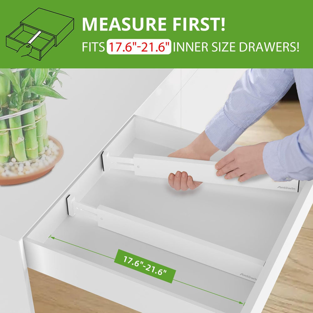 Bamboo Drawer Dividers Organizers, Expandable Drawer Separators Splitter,17-2...