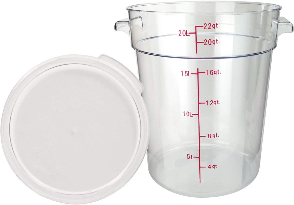 Tiger Chef 22 Quart Commercial Grade Clear Food Storage Round Polycarbonate C...