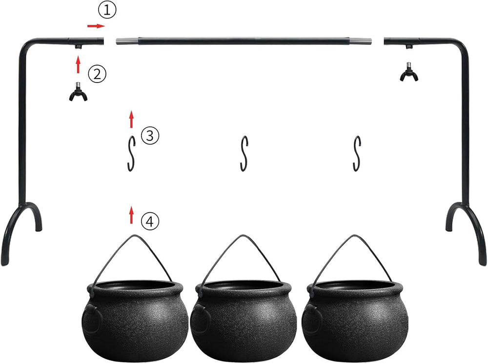 Halloween Decorations Indoor, 3 Pack Witches Cauldron Serving Bowls on Rack
