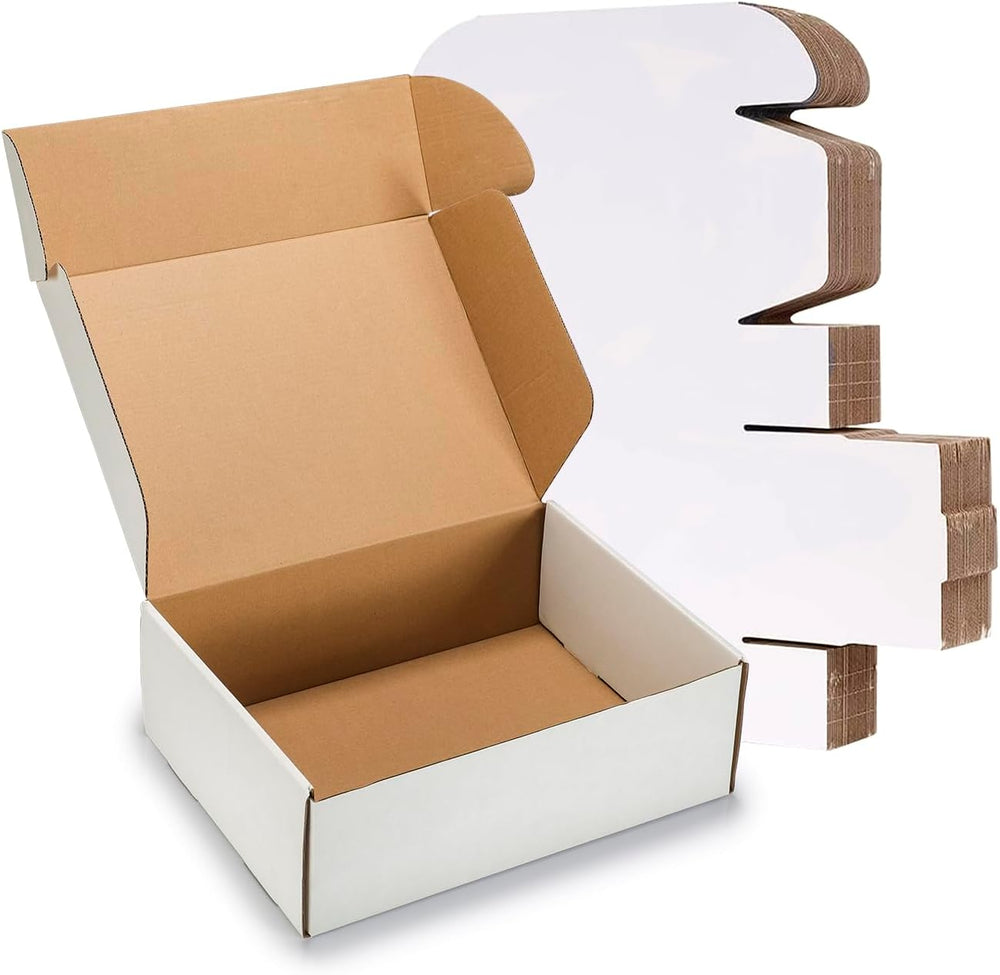 8x6x3 inches Shipping Boxes 50 Pack,TUKYLIL White Corrugated Cardboard Box,Ma...