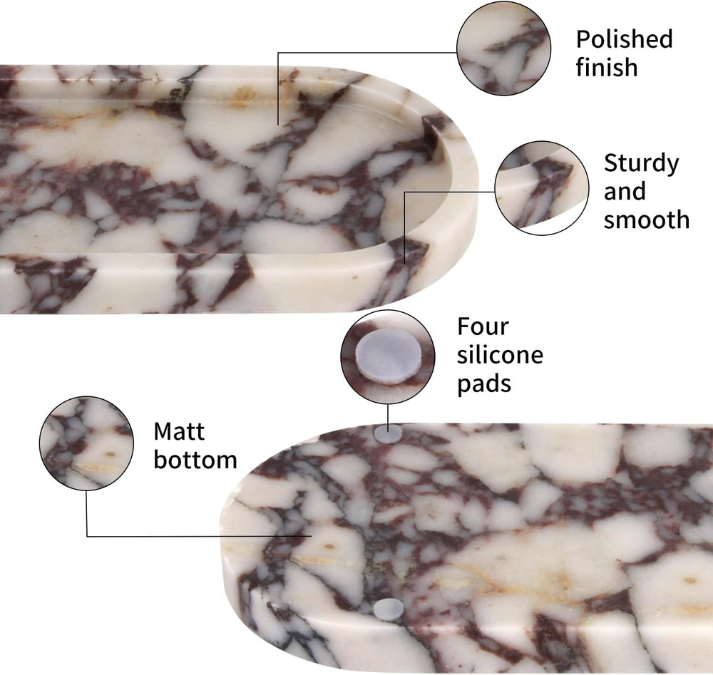 Natural Marble Tray Oval, Calacatta Viola, 10 x 5 x 0.6