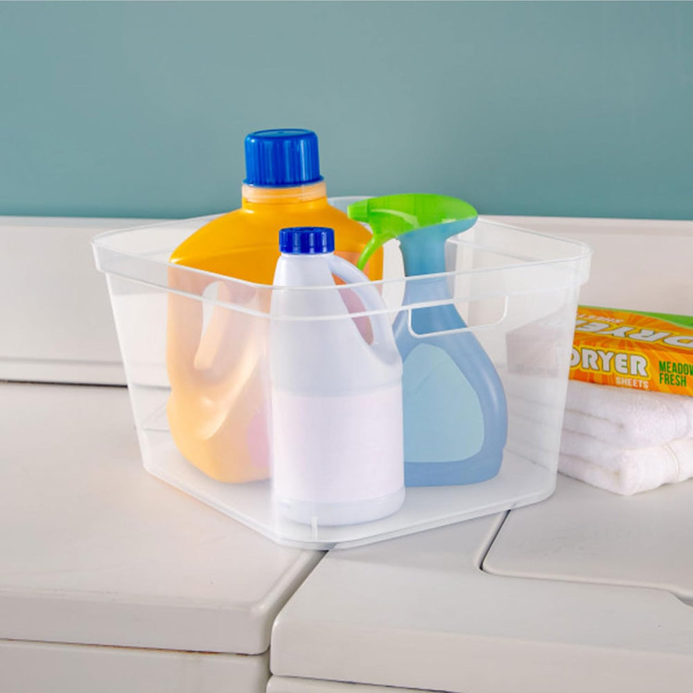 Sterilite 8.25x12.25x15 Inch Modern Polished Storage Bin w/Comfortable Carry ...