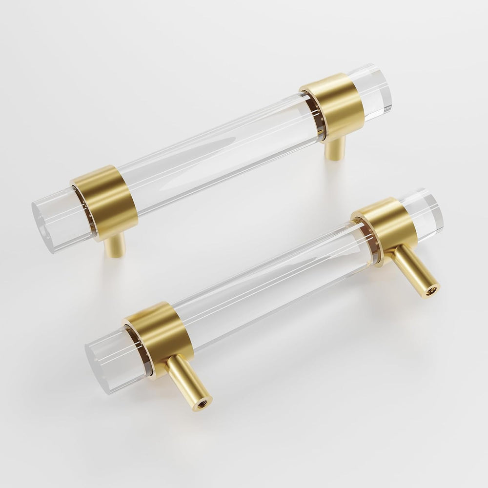 Adjustable Acrylic and Brass Cabinet Pulls Center to Center 4Set Modern Gold ...