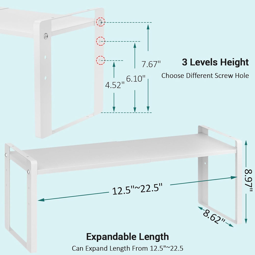 2 Pack Expandable Cabinet Organizer Shelves, 88lbs High Weight Capacity, Stac...