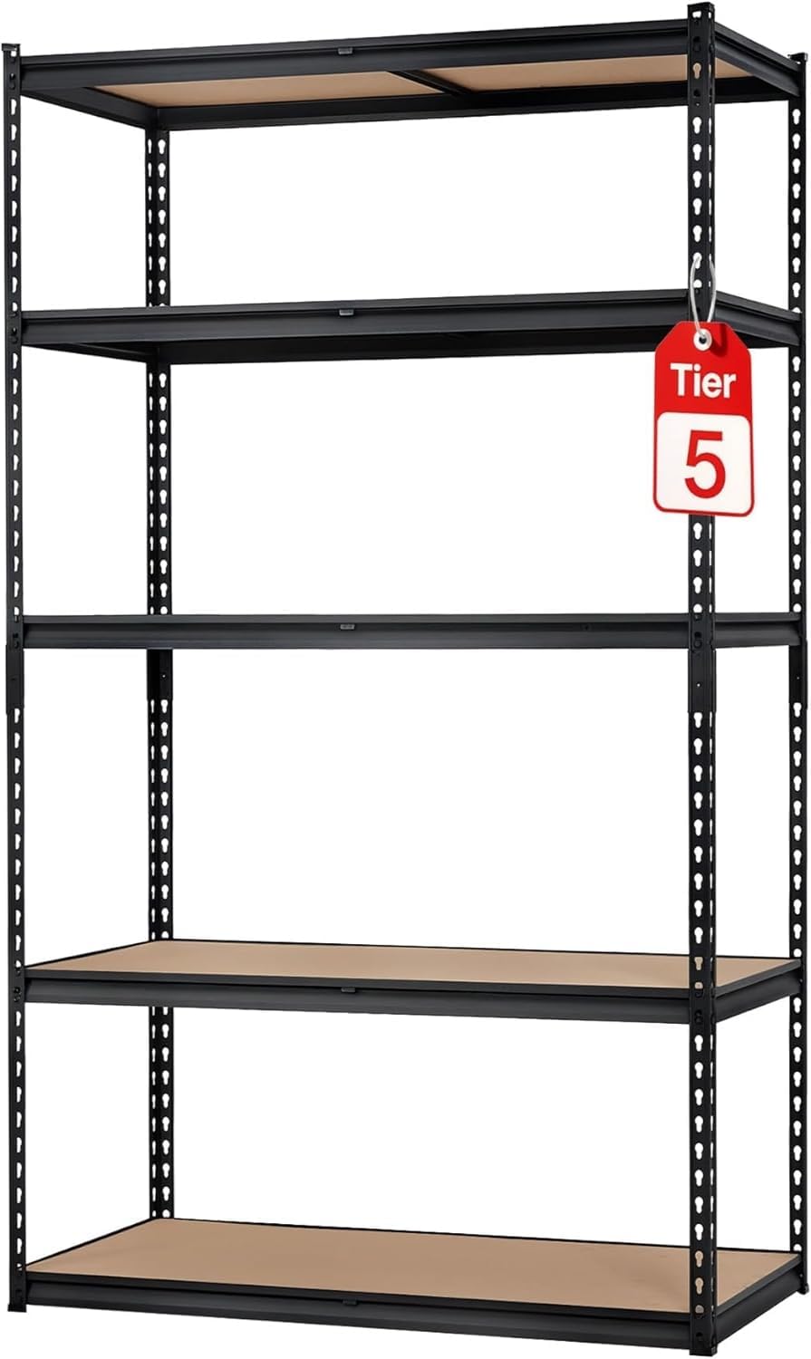 Garage Storage Shelves 5 Tiers, Heavy Duty Storage Shelving Racks with 2000 L...
