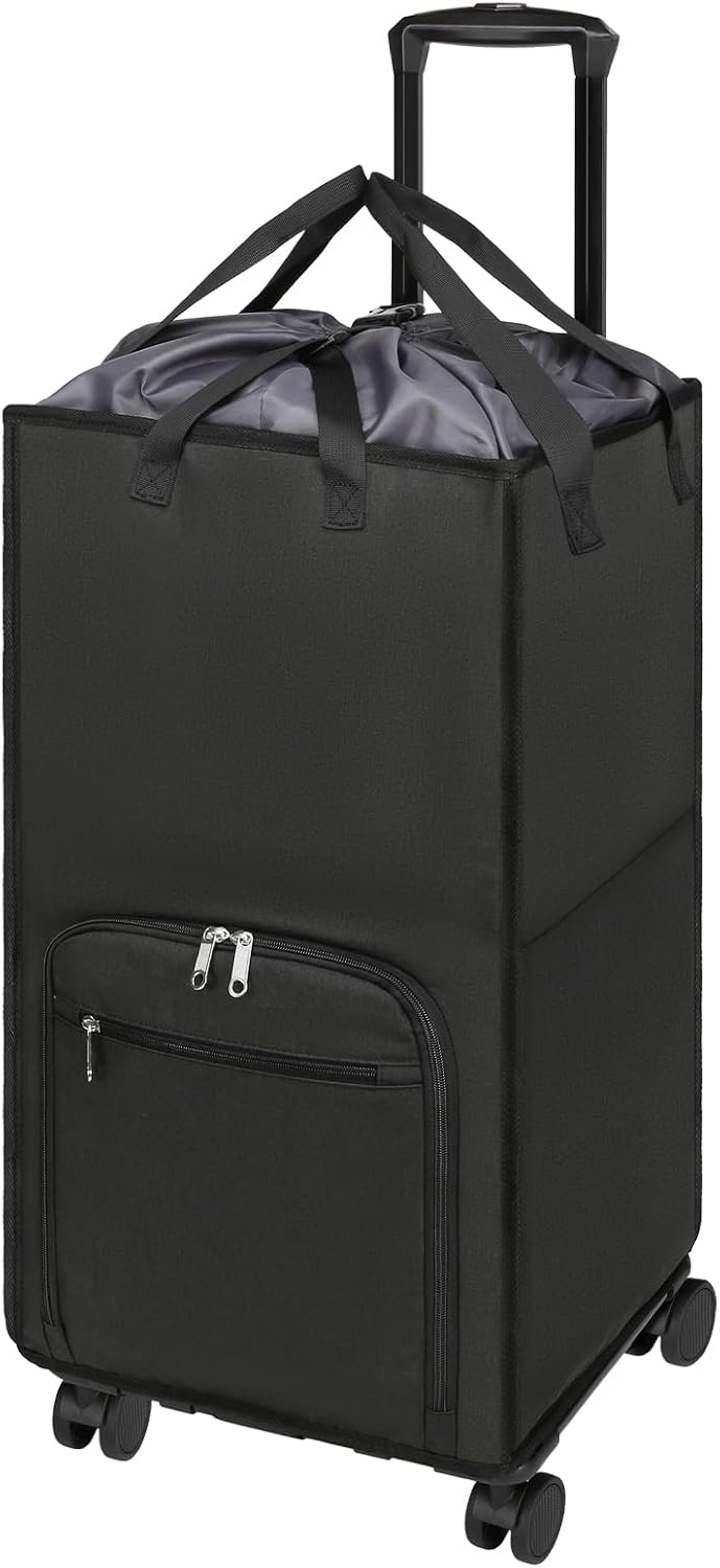 Bukere Extra Large Rolling Laundry Basket with Wheels, 90L Freestanding Colla...