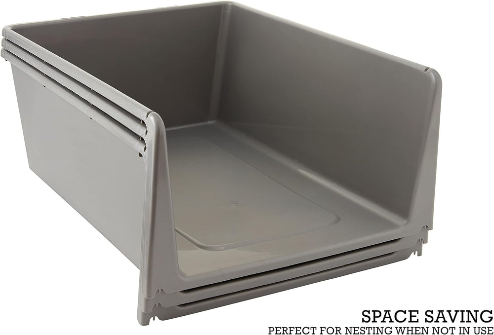 Stackable Storage Containers with Open Front, 3 Pack, Great Organizing Bins f...