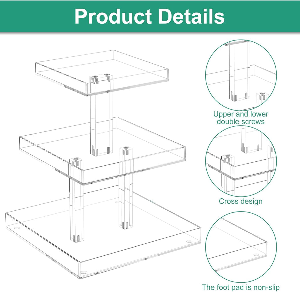 3-Tier Perfume Organizer, Clear Acrylic Display Cosmetic Storage Organizer, 3...