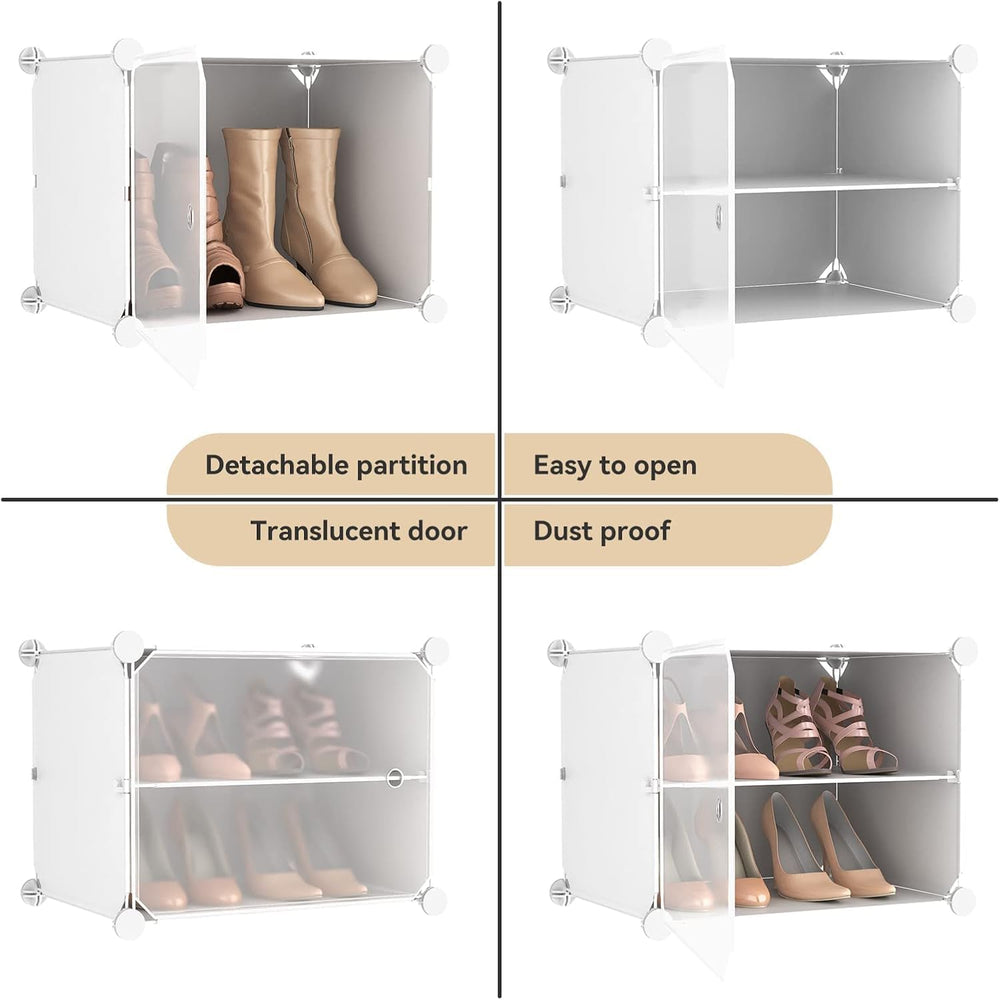 Portable Shoe Rack Organizer with Door, 64 Pairs Shoe Storage Cabinet Easy As...