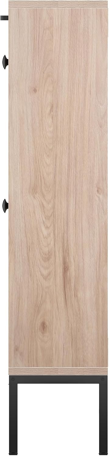 XIAO WEI Cabinet With 2 Rattan Curved Pattern Flip Drawers, Freestanding Shoe...