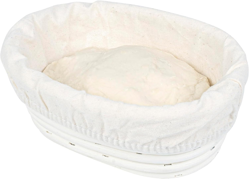 Restaurantware Oval Rattan Banneton Proofing Basket, 2 Cotton Liners, 1 Ct
