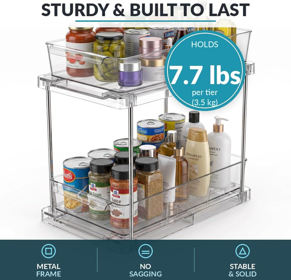 2-Tier Multi-Purpose Bathroom Under Sink Organizers and Storage, Stackable Ki...