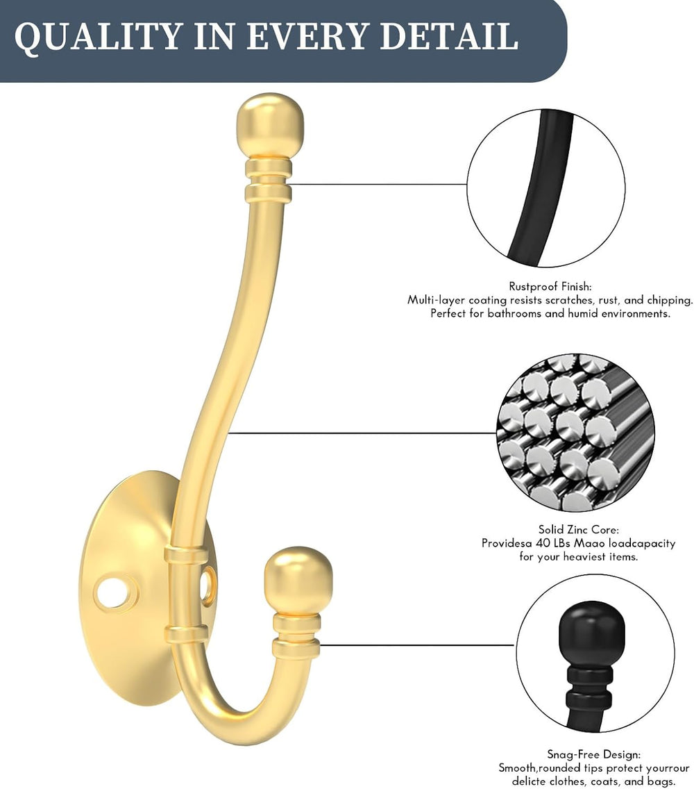 CBWLWJ 10 Pack Heavy Duty Wall Hooks for Hanging, Metal Coat Hooks Wall Mount...