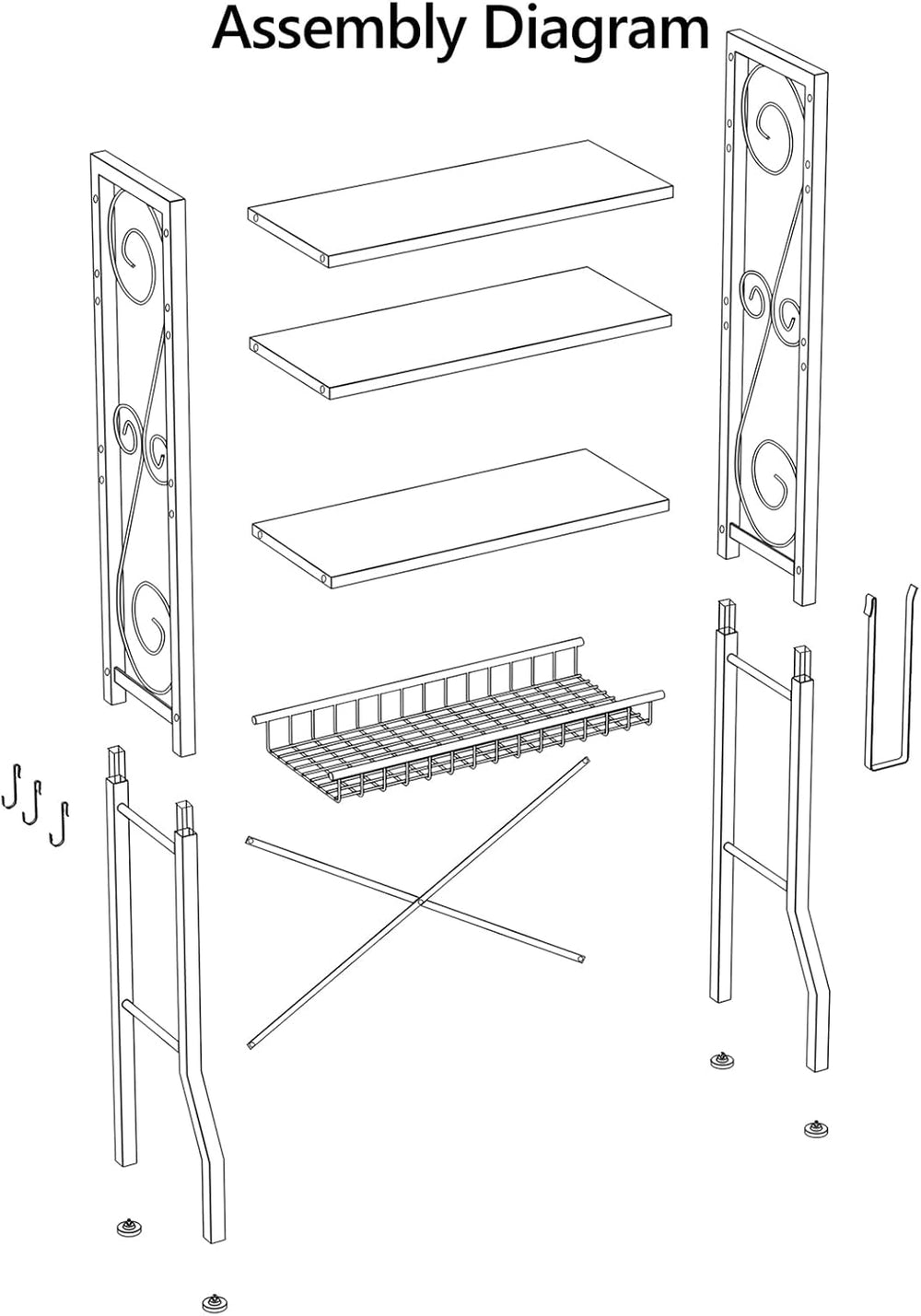 Aduanbang 4 Tier Over The Toilet Storage Rack, Bathroom Organizer Shelf with ...