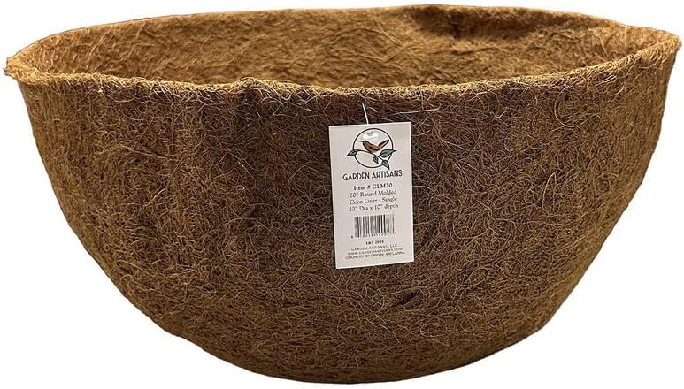 20in x 10in Round Molded Coco Liner for Hanging Basket Planter 2PK