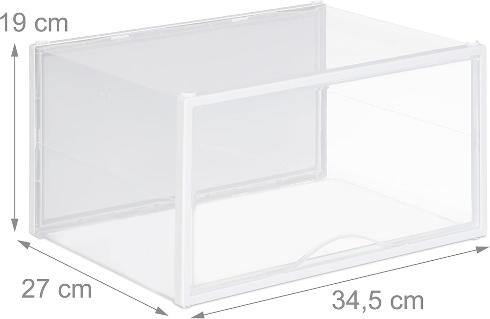 Relaxdays Shoe Boxes Set of 6 Shoe Organisers Stack Securely with Connectors ...