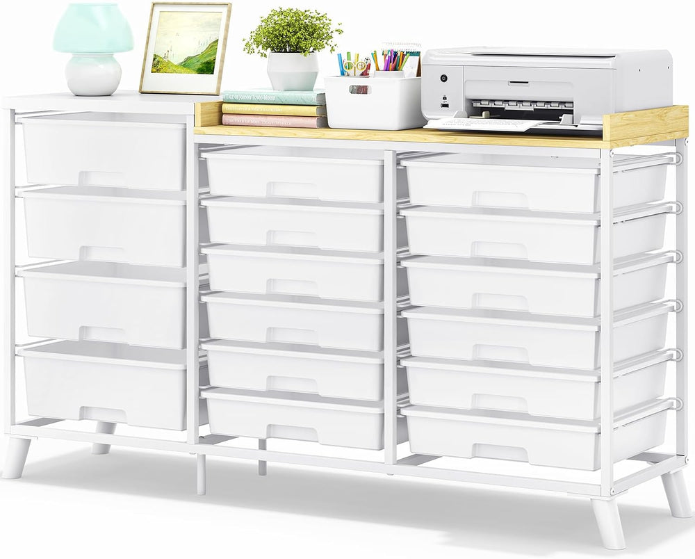 16-Drawer Craft Storage Cabinet with Open Shelves