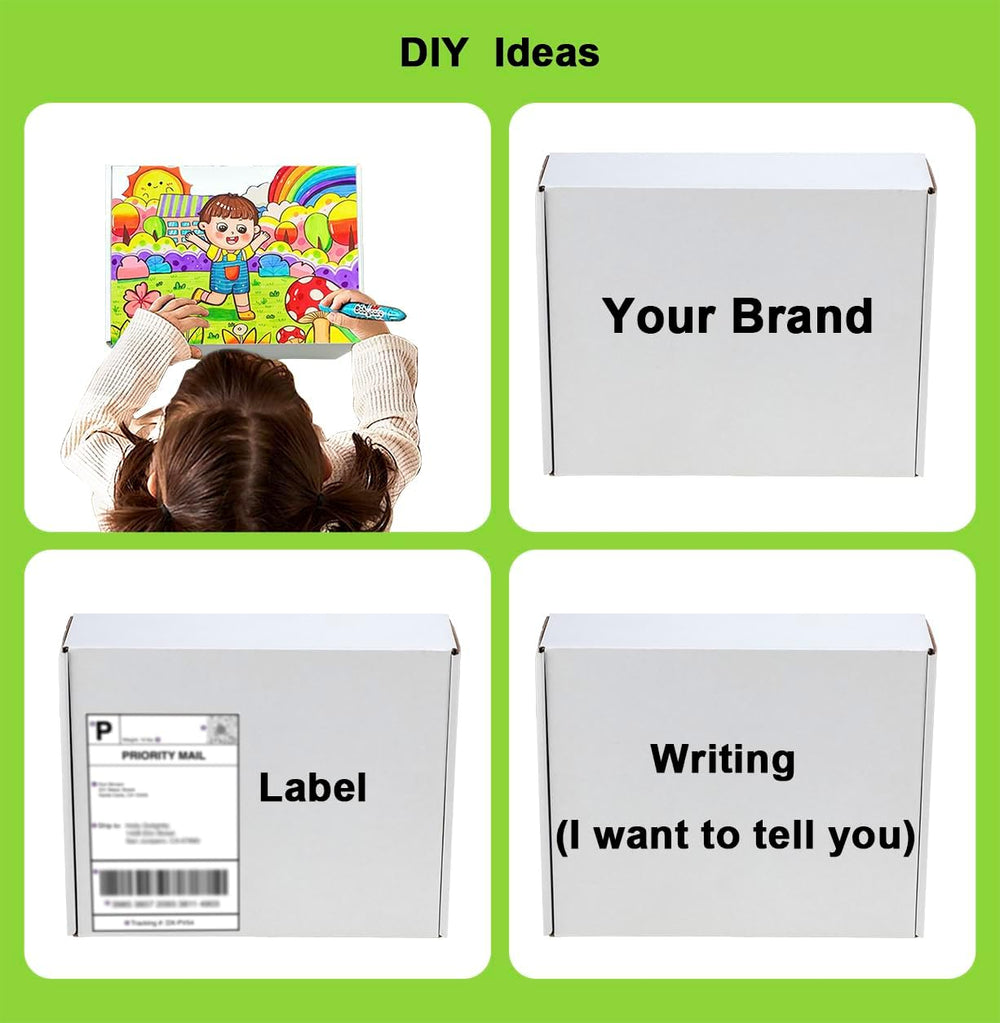 8x6x3 inches Shipping Boxes 50 Pack,TUKYLIL White Corrugated Cardboard Box,Ma...