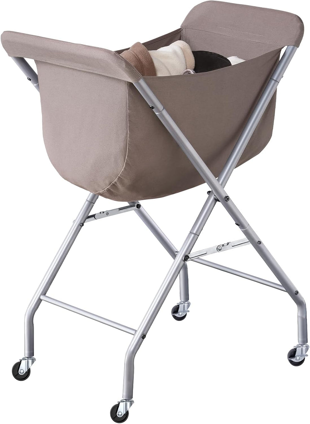 ELYKEN Laundry Basket with Wheels, Collapsible Laundry Hamper, Camel Brown