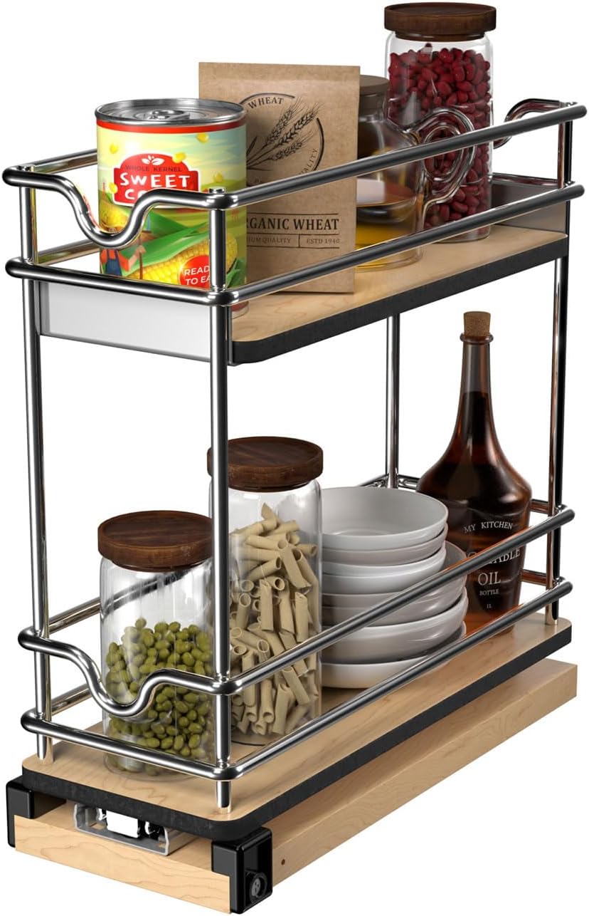 Rev-A-Shelf Narrow 5"W Pullout Upright Organizer for Cabinets
