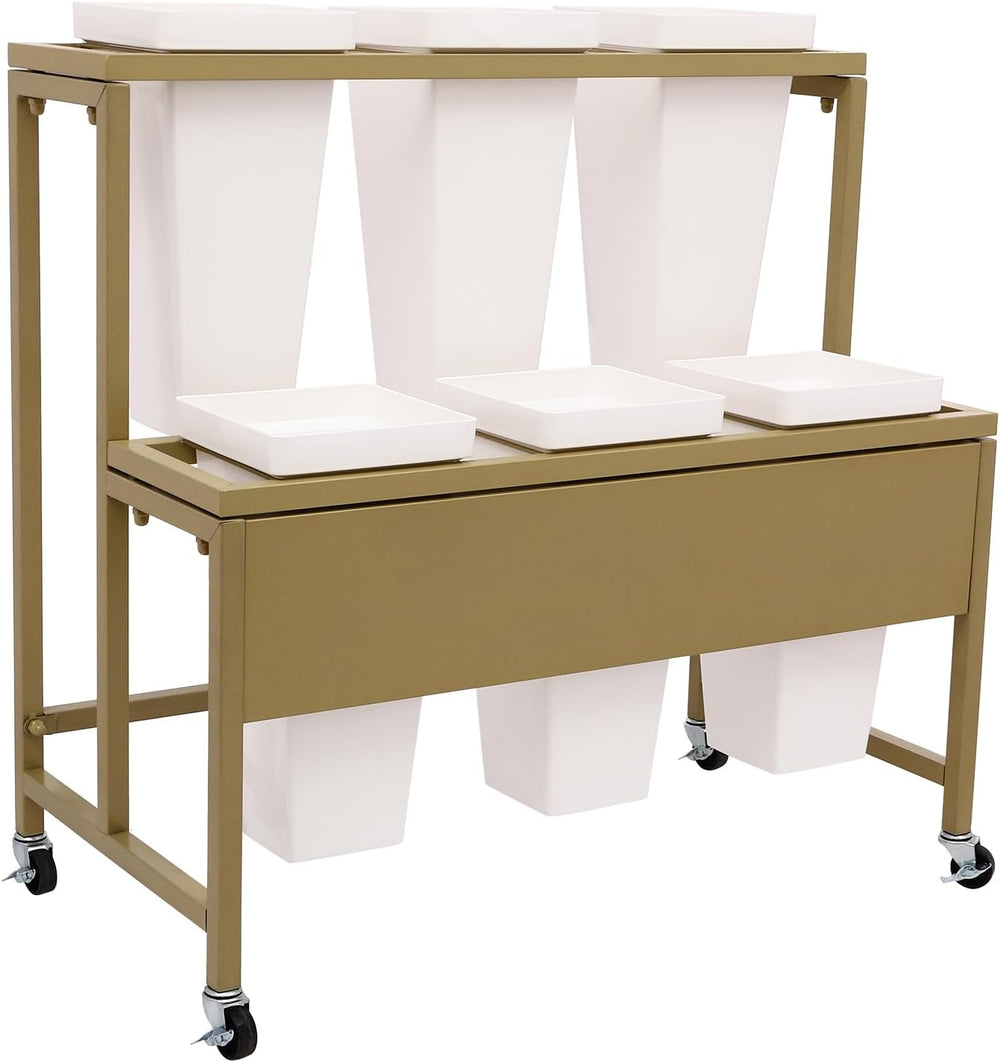 2-Layers Flower Display Stand Metal Flower Display Stand With 6 Pcs Buckets R...