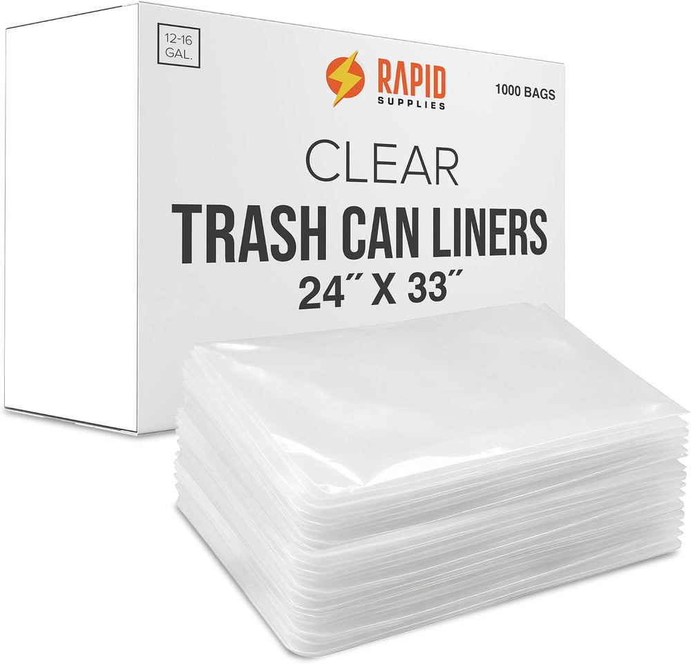 Small 24” X 33” Clear Trash/Wastebasket Liner, 12-16 Gal, 13 Gal Garbage Bags...