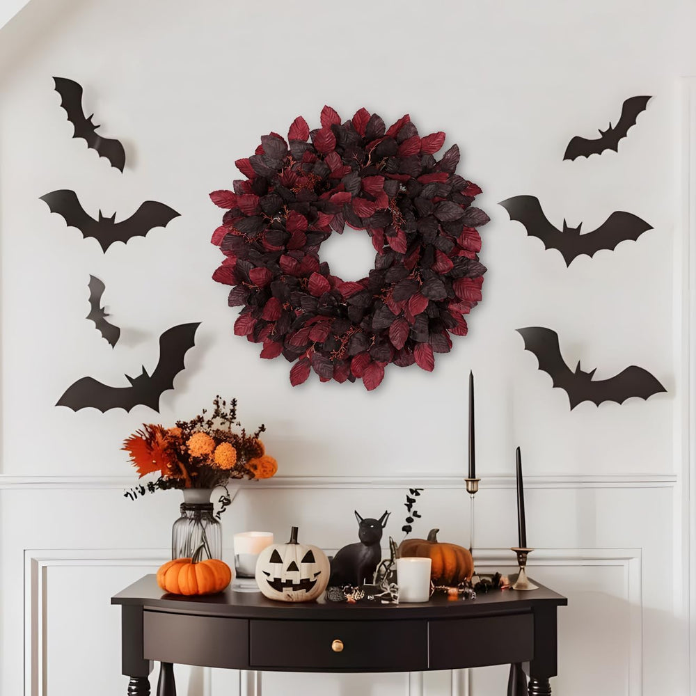 Artificial Fall Leaf Wreath for Front Door – 24" Autumn Wreath with Life...
