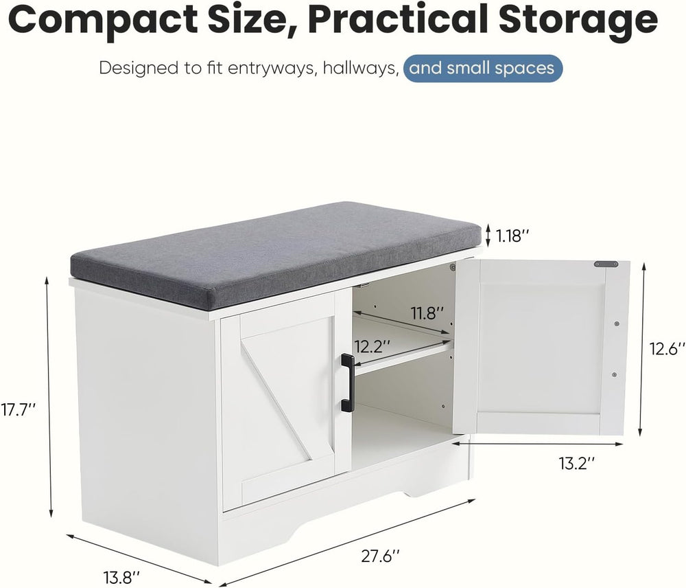 NEWBULIG Shoe Bench with Storage for Entryway, 27.6" Shoe Storage Bench