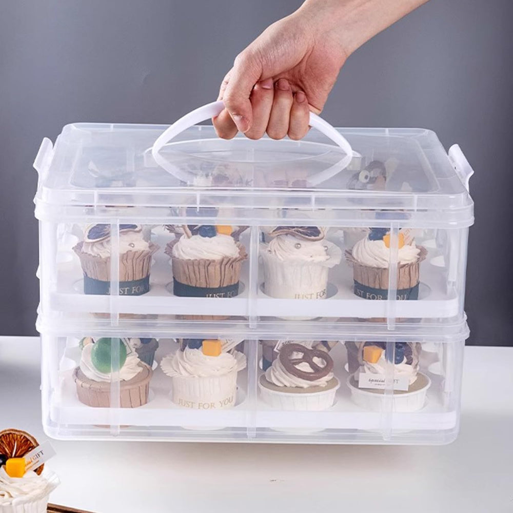 Cupcake Carrier Stackable Storage Container Collapsible Cake Carrier with Lid...