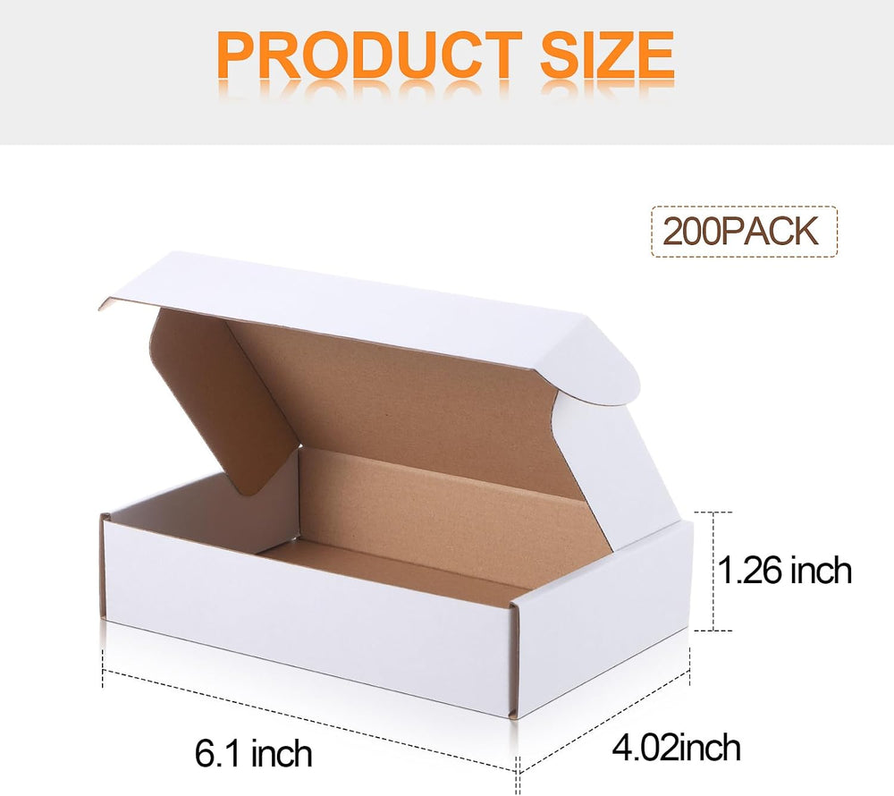 Qilery 200 Pcs 6.1 x 4.02 x 1.26 Inches Mailing Boxes White Mailer Boxes
