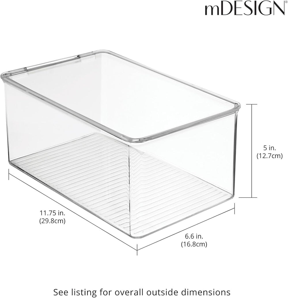 mDesign Stackable Plastic Closet Storage Container Bin Box with Hinge Lid for...
