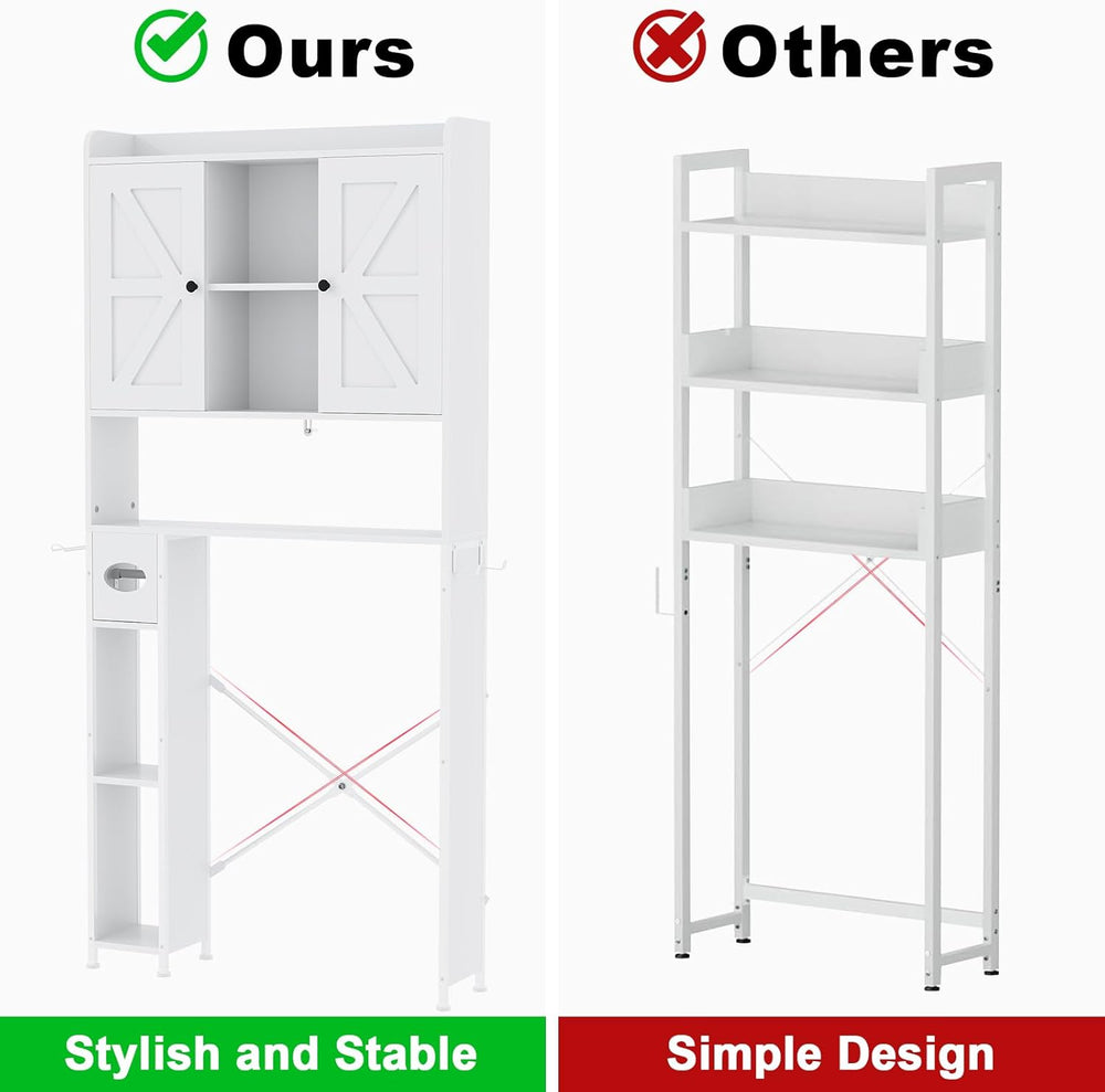 32"W Over The Toilet Storage Cabinet with Adjustable Shelves,White