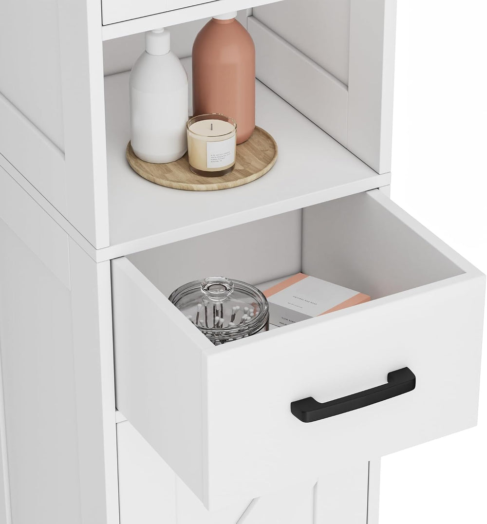67" H Tall Bathroom Storage Cabinet with Barn Doors and Drawer