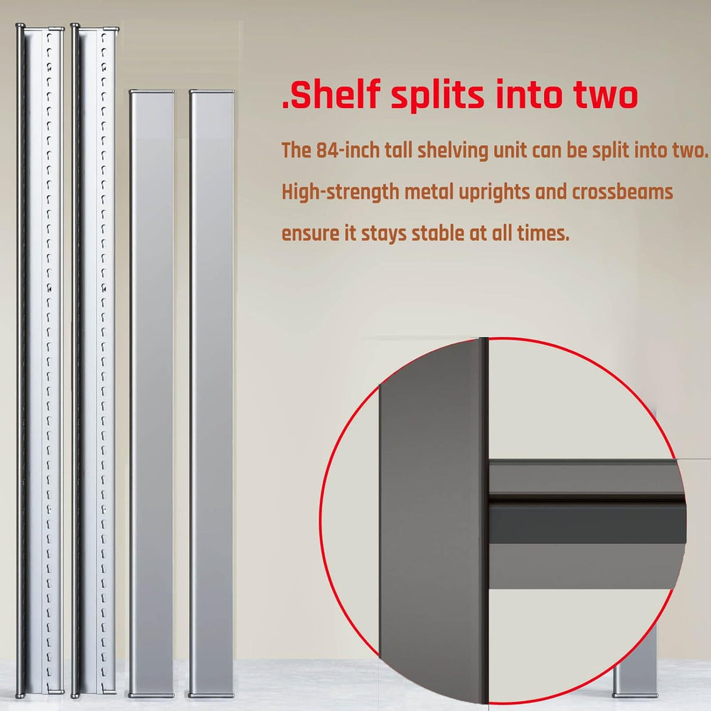 68" Wide Heavy Duty Garage Shelving Units, 5-Tier Deep Storage Shelves, ...