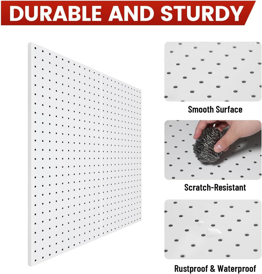 Peg Board, Metal Pegboard Tool Organizer, 12 x 24 in, 30 lb Capacity