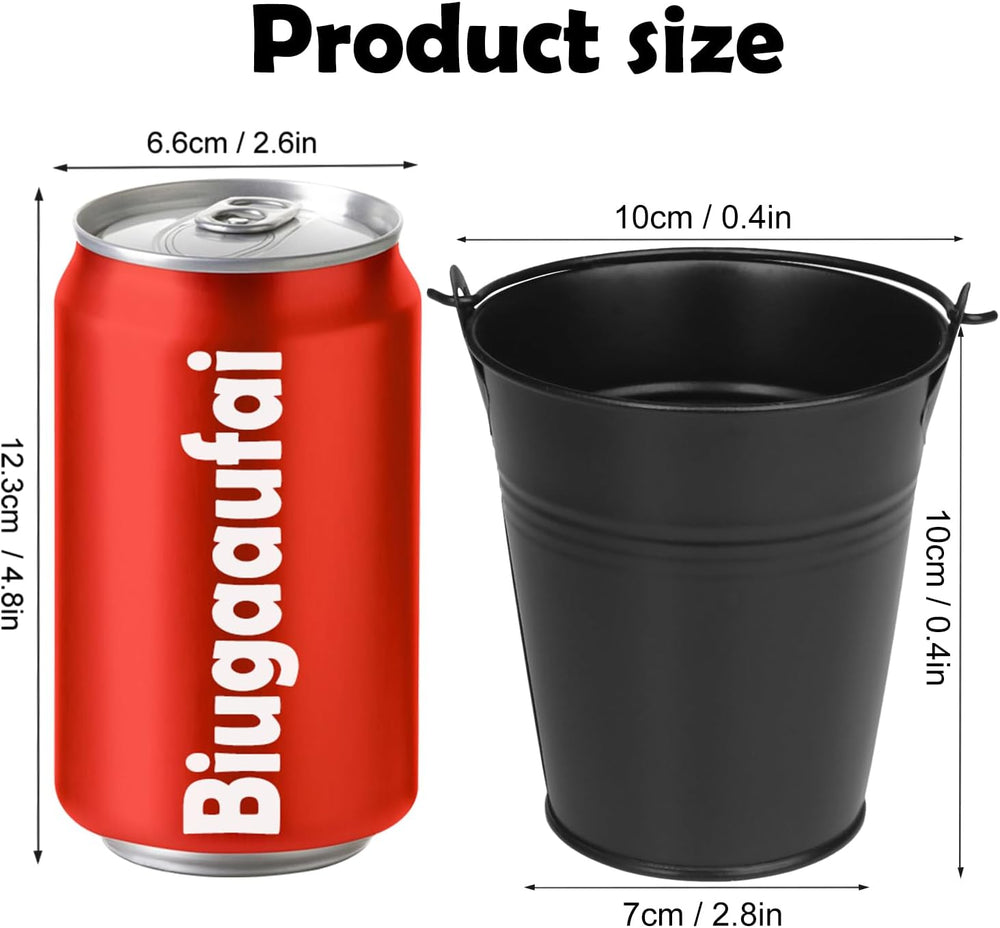 22 Pack 4 Inch Black Mini Metal Bucket, Elegant Galvanized Buckets with Handl...