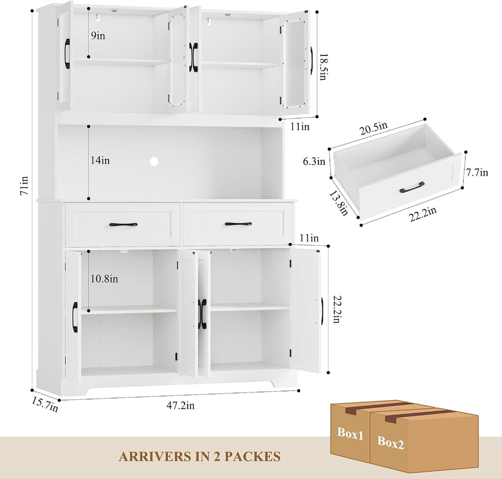 BOTLOG 71" Large Pantry Storage Cabinet with Microwave Stand