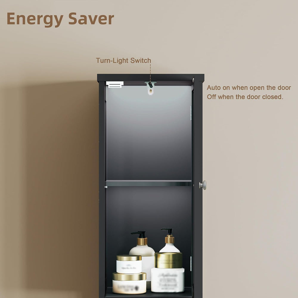 ChooChoo Narrow Bathroom Storage Cabinet with Light, Space Saving