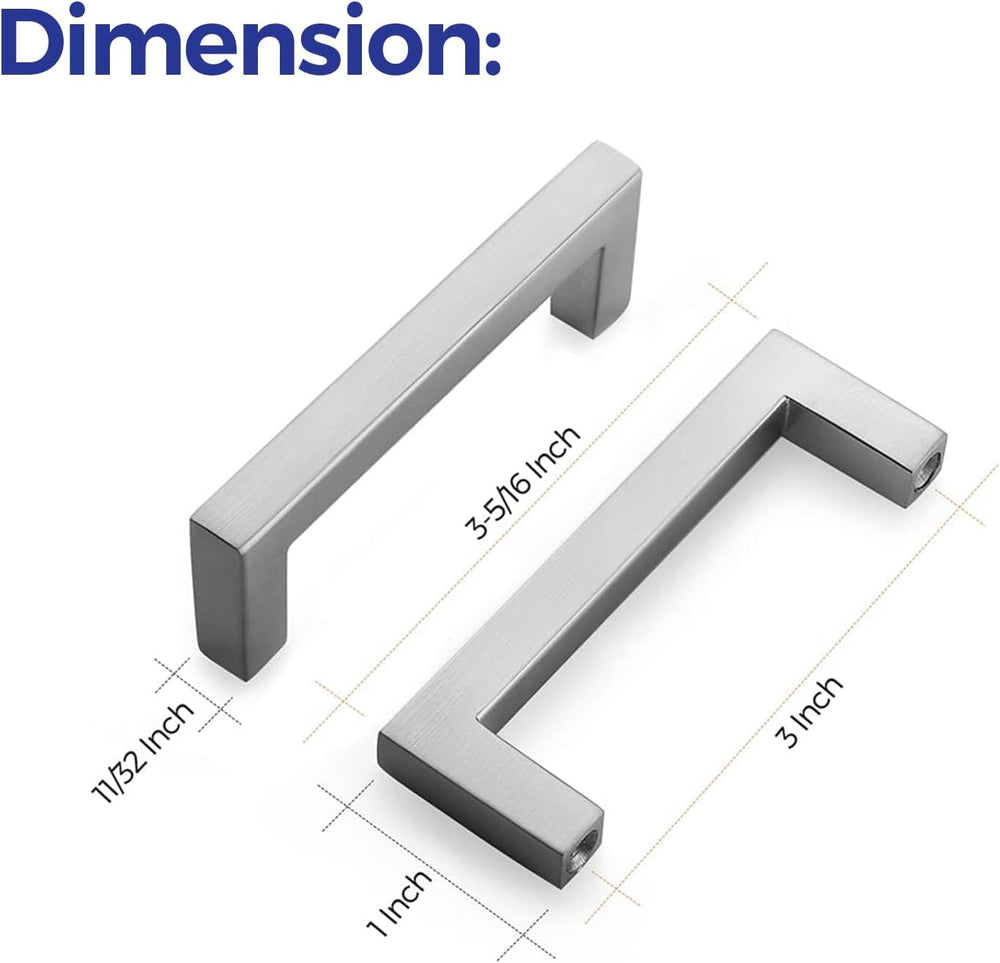 Ravinte Brushed Nickel Square Solid Cabinet Handles, 3 Inch, 30 Pack