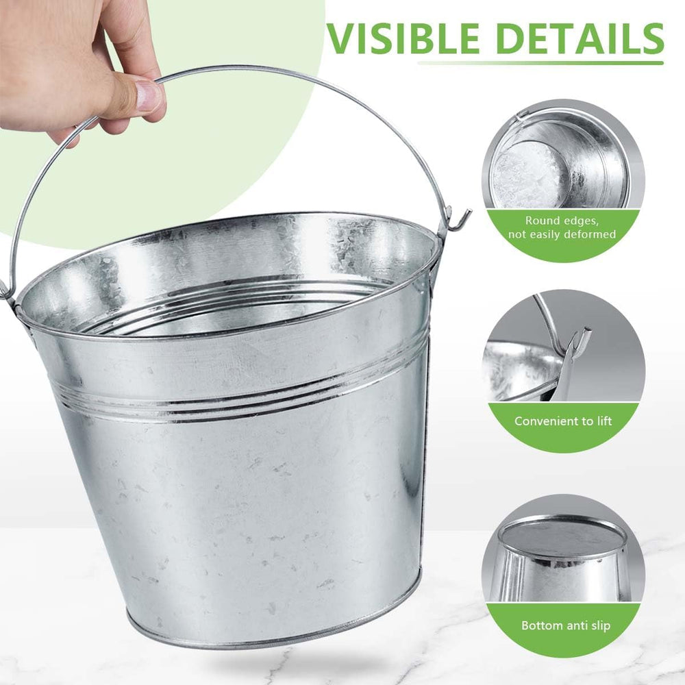 OBTANIM 8 Pack Galvanized Metal Buckets with Handle Ice Pails for Plants, Suc...