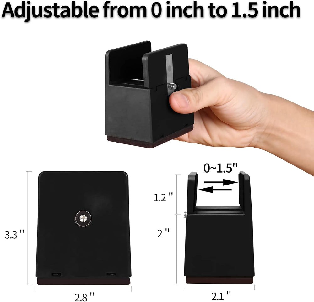 Bed Risers with Adjustable Screw Clamp, 2 Inch Furniture Riser,4 Pack Black